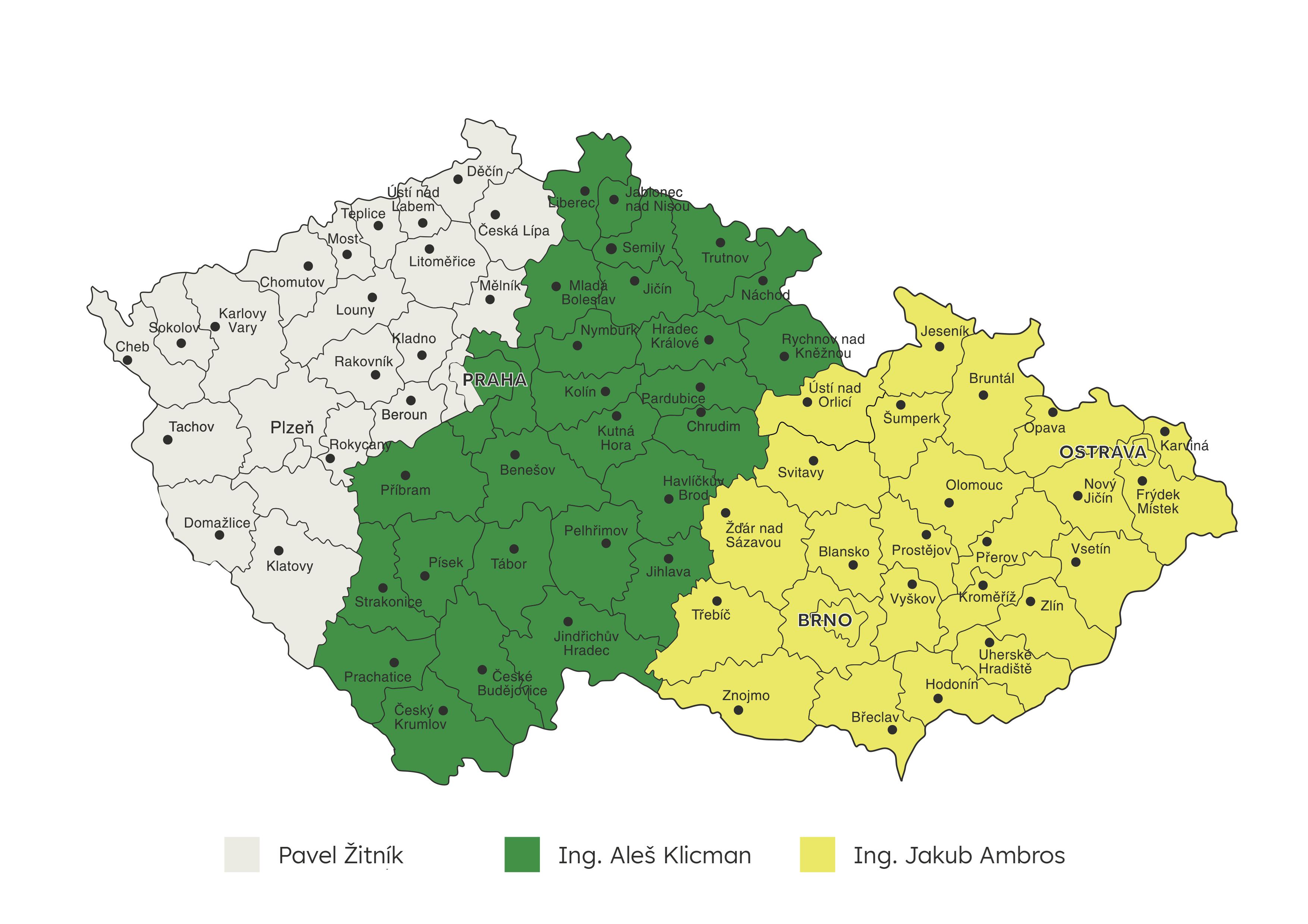 Mapa prodejních oblastí - cement